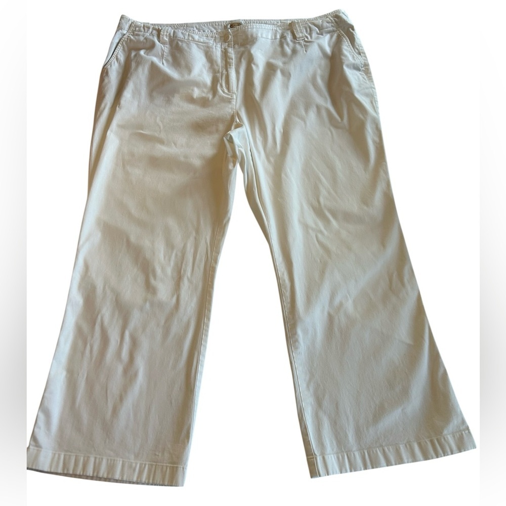 Talbots Womens White Chino Wide Leg Pants Slash Pockets Stretch 22WP 22 x 27 EUC - Picture 1 of 10